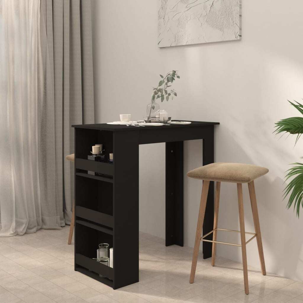 vidaXL Barový stôl s policou čierny 102x50x103,5 cm Obrázok produktu 4
