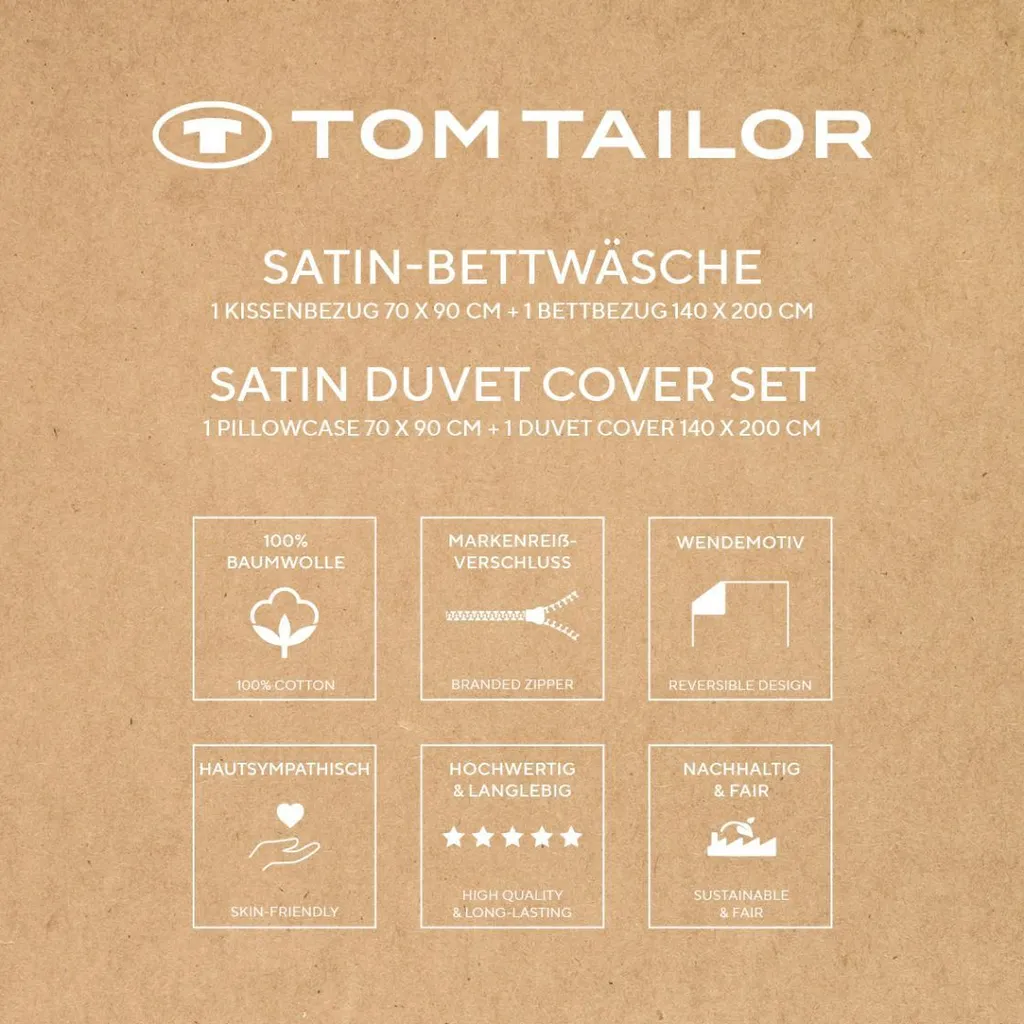 Parure satin de coton 140x200 Tom Tailor vert menthe monochrome Herding