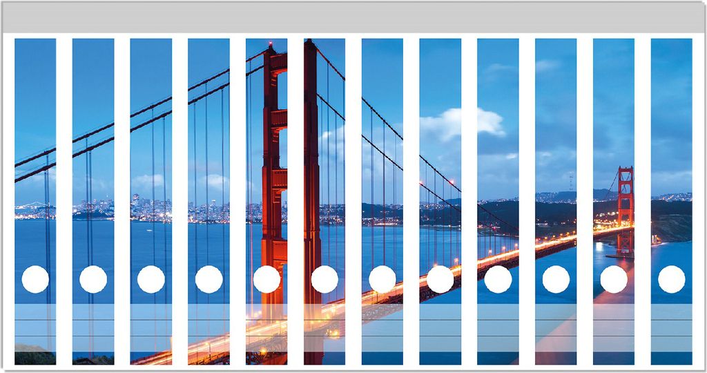 Wallario Ordnerrücken Sticker, selbstklebend für schmale Ordner, 12 Stück, Motiv Golden Gate Bridge in San Francisco USA