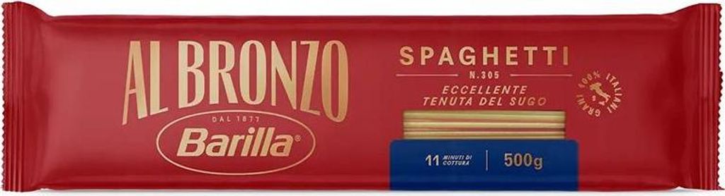 A product package of Barilla Spaghetti Bronzo.