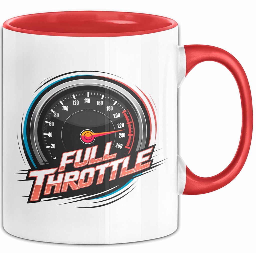 Auto Fan Tasse Geschenkidee Vollgas Schrauber Spruch Geschenkidee Lustig (Rot)