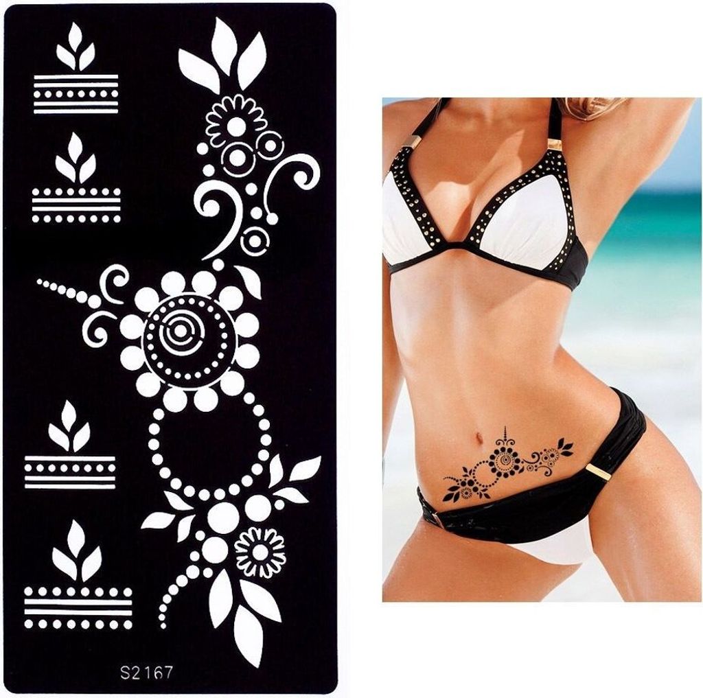 Henna Tattoo Schablone Airbrush Stencil Blume Ornamente Produktbild 