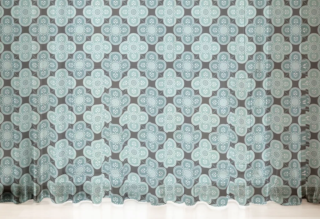 ABAKUHAUS Arazzo marocchino, motivo floreale ripetitivo ispirato al Mediterraneo, stampa damascata orientale, tessuto satinato setoso per soggiorno e camera da letto, 220 cm x 274 cm, blu petrolio verde acqua - 4