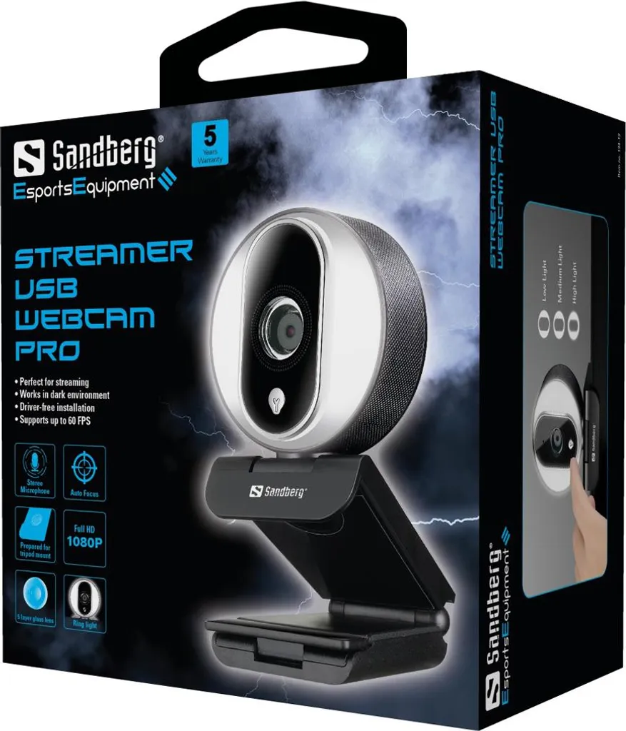 Webcam USB Streaming Full HD - Caméra de Bureau Sandberg avec Micro - 3