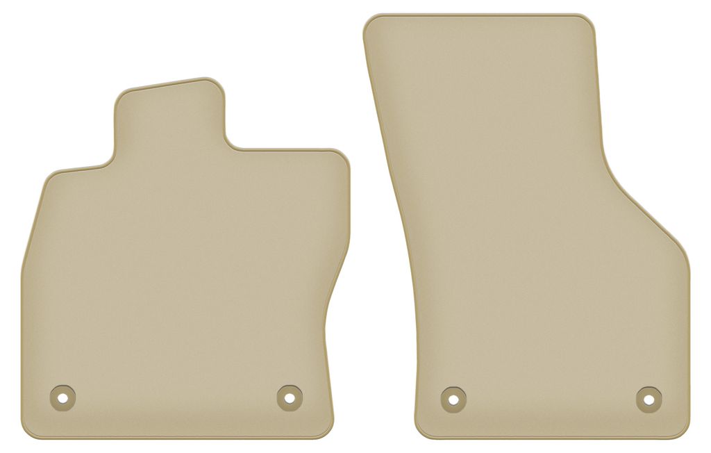 Velours-Fußmatten Vorne PREMIUM beige passend für Volkswagen e-Golf (2014-2019, Schrägheck) – mit Befestigungen – passgenau