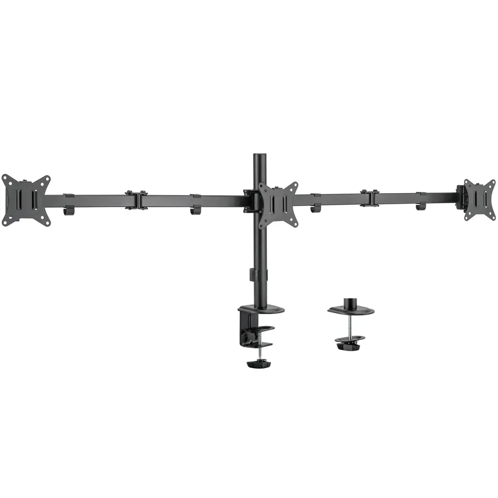 Support triple écran ergonomique pour bureau - Idéal télétravail 27"