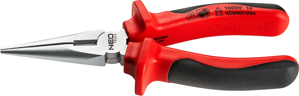 Pince allongée 160mm isolée 1000V haute sécurité avec becs de précision