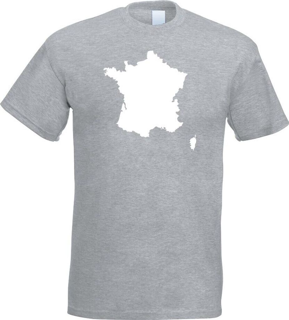 Kiwistar - T-Shirt - Graumeliert - Frankreich Umriss Kontur Herren Funshirt Bedruckt Design Sprüche Spruch Motive - mit Motiv Bedruckt - Funshirt ...