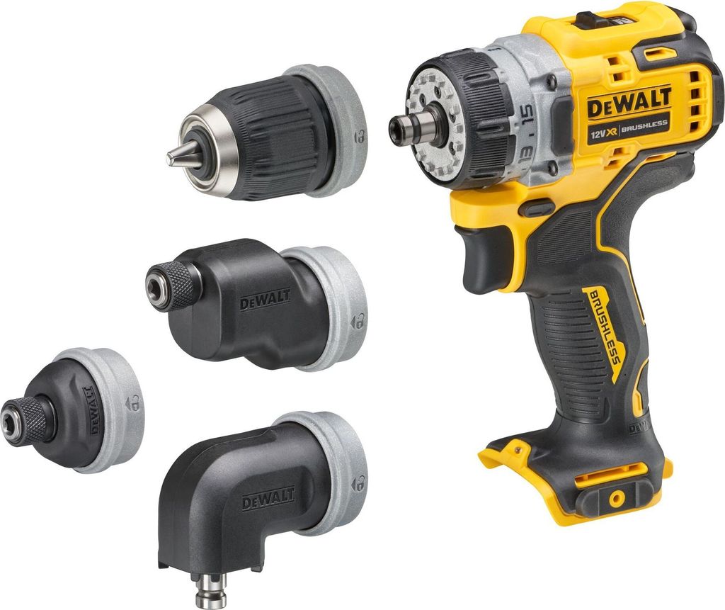 DeWALT Akku-Bohrschrauber DCD703NT-XJ 12V, Akkuschrauber inkl. 4 Wechselköpfen, TSTAK-Box