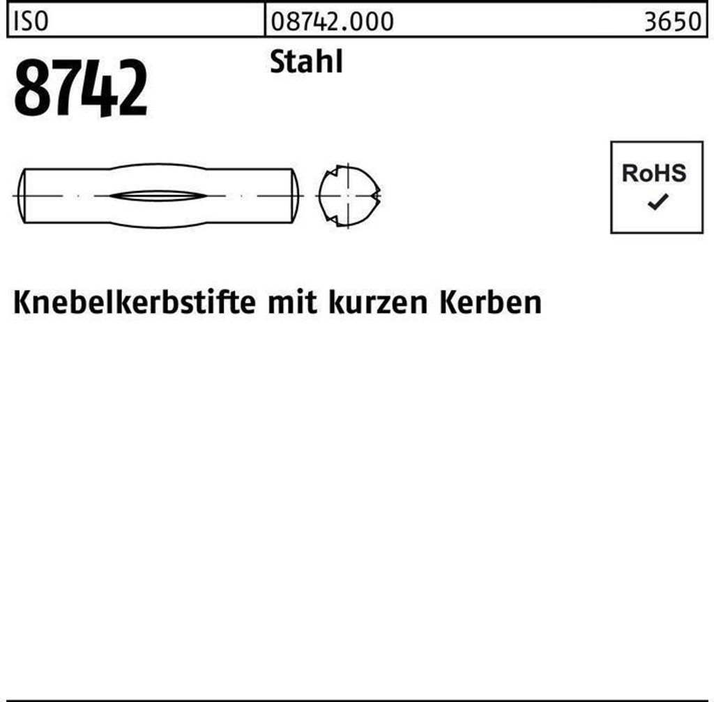 Reyher Knebelkerbstifte ISO 8742 Stahl 8 x 60 (100 Stück)