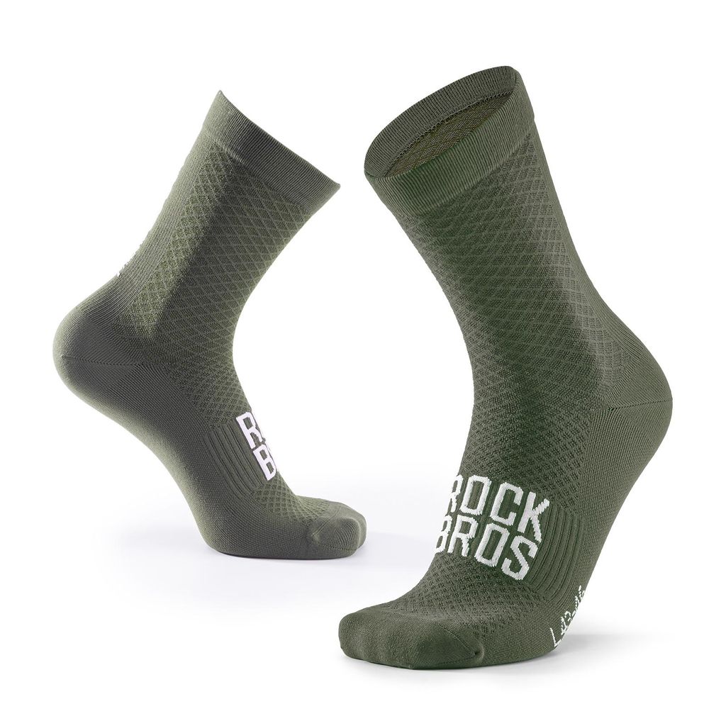 ROCKBROS Road-to-Sky 1 paar Fahrradsocken Herren Damen Sportsocken Rennrad Atmungsaktive Laufsocken Lange Mehrfarbig Grün M