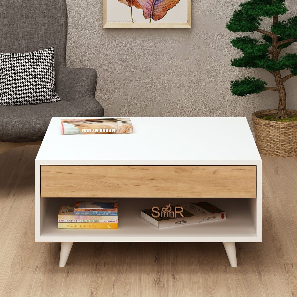 Skye Decor, Silla, Couchtisch, Eiche, 100 % MELAMINBESCHICHTETE SPANPLATTEN, 80 x 80 x 40 cm