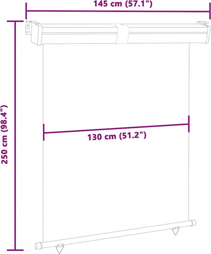vidaXL Balkon-Seitenmarkise 145x250 cm Schwarz Produktbild 