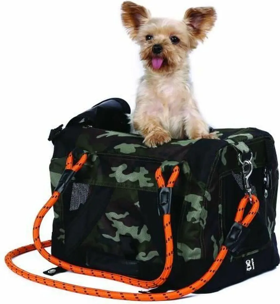 Sac à dos transport chien et chat MPETS Vert Orange aéré et léger