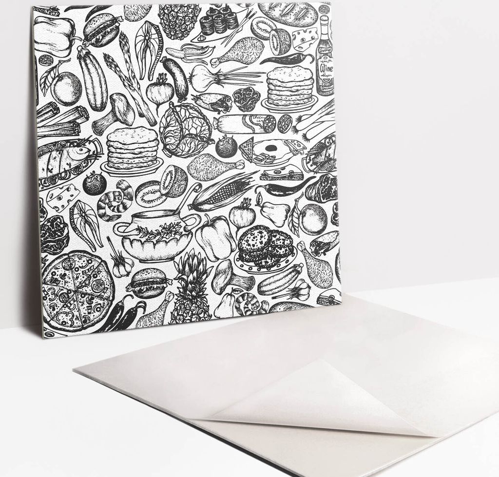 Fliesenaufkleber Set für Bad und Küche - 9 Fliesen Selbstklebend PVC - 30 x 30 - Schwarz -Weiß -Abstraktion