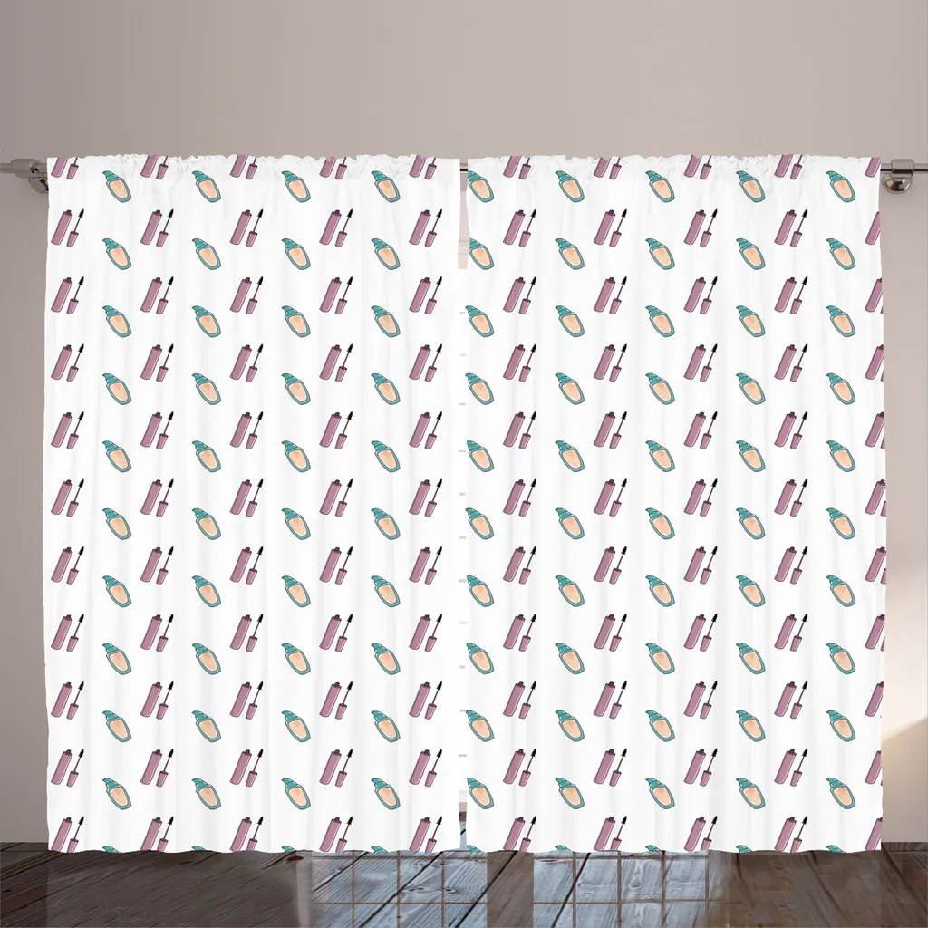 Rideaux de Salon Universels avec Crochets Motif Maquillage 280x225 cm