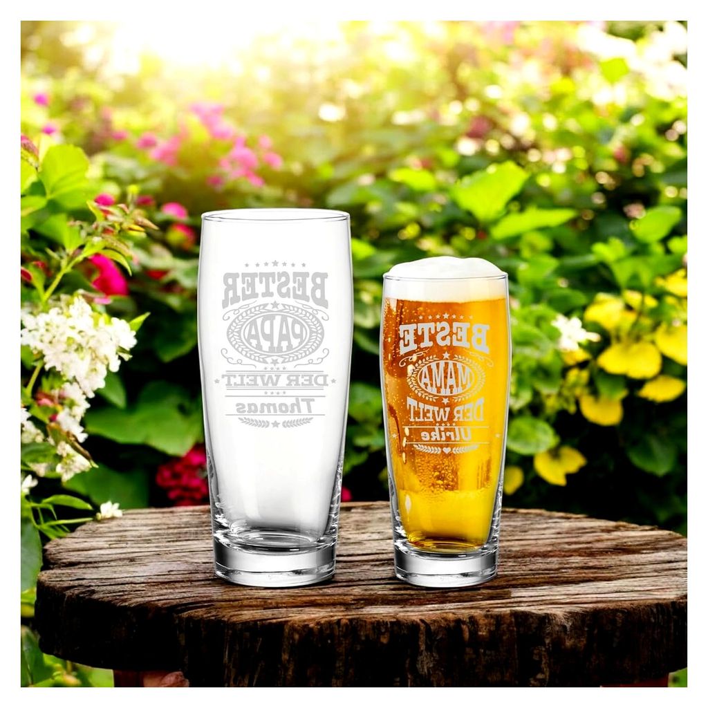 Willi Becher 0,3l mit individueller Gravur, Bierglas für Muttertag und Vatertag, Helles-Glas mit Lasergravur, Geschenkidee für Eltern, spülmasch...