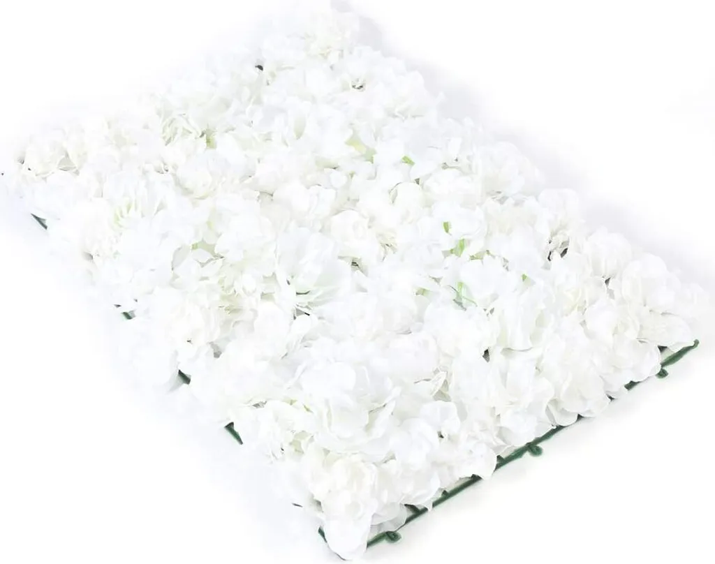 Mur de Roses Blanches Artificielles DIY 40x60cm Pack de 20 pour Réception