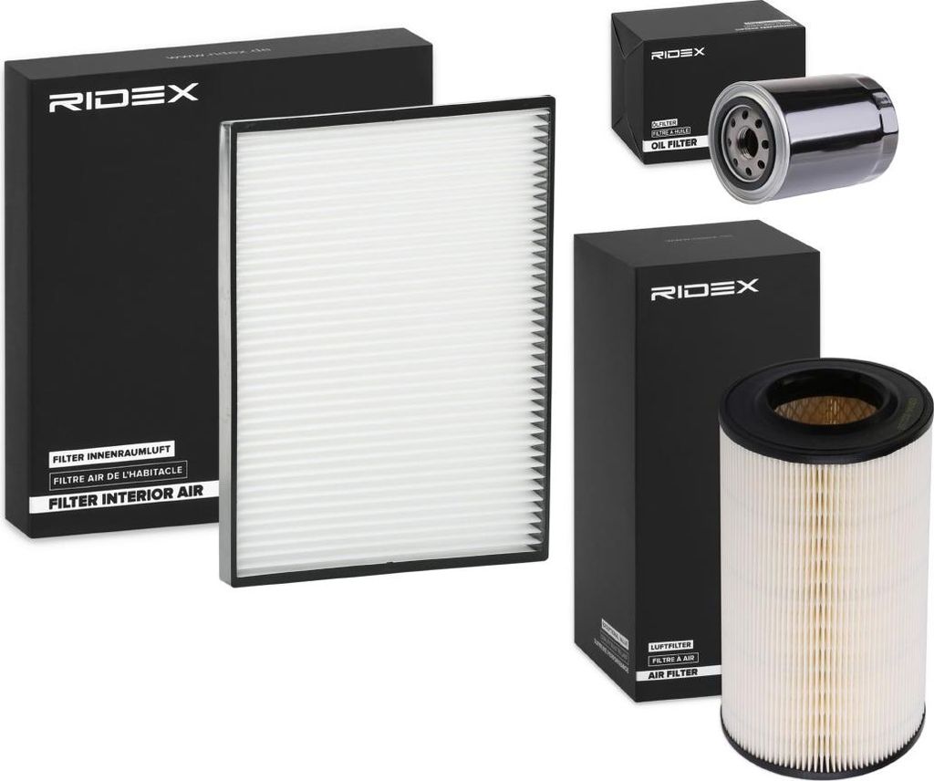 RIDEX Filterset Inspektionspaket Filtersatz für FORD MAVERICK (UDS, UNS) passend für PEUGEOT BOXER Kasten für NISSAN TERRANO II (R20)
