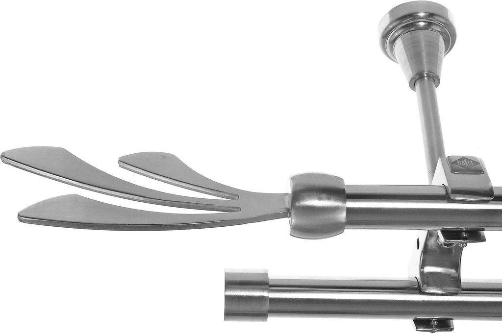 Edelstahl Look Gardinenstange Ø 20mm Deckenträger 2-läufig zweiläufig Deckenbefestigung Schweif D61 E84E30 RR