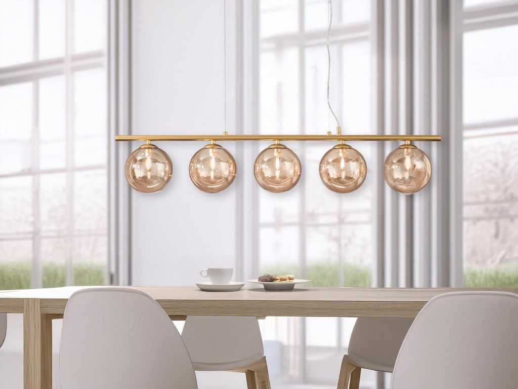 Balken Pendelleuchte Honey Gold 5-flammig