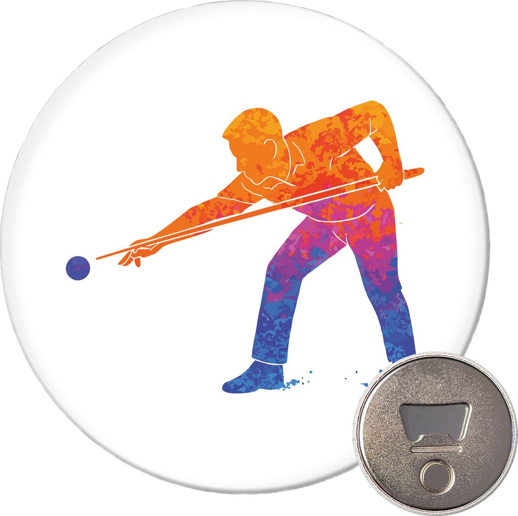 Huuraa Magnet Billard Snooker 59mm Kühlschrankmagnet rund Flaschenöffner Geschenkidee