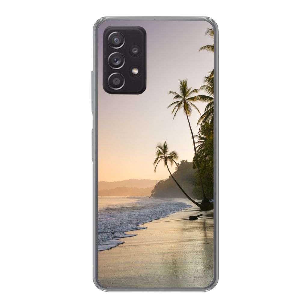 MuchoWow Handyhülle Schutzhülle Hülle für Samsung Galaxy A33 5G Strand - Sonnenuntergang - Tropisch Silikon Softcase Handy Hülle - Kartenhalter