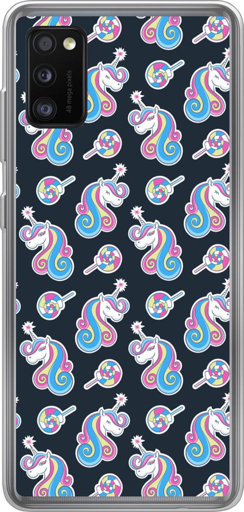 MuchoWow Handyhülle Schutzhülle Hülle für Telefoonhoesje Samsung Galaxy A41 Mädchen - Einhorn - Lutscher Bonbons - Muster - Mädchen - Kinde...