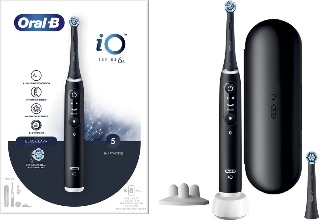 Brosse à dents électrique iO6S Black Lava avec affichage interactif OLED