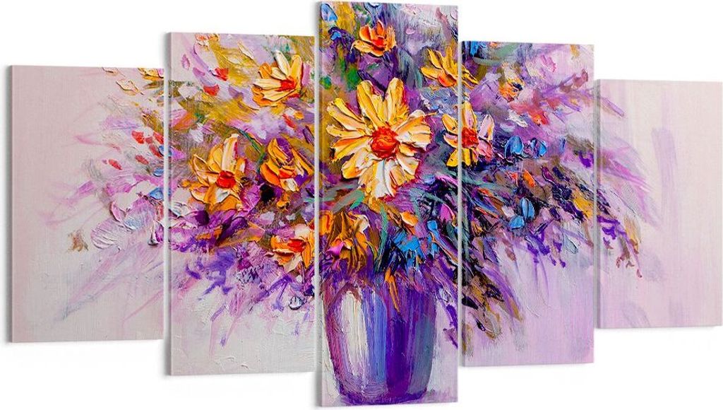 Bild auf Leinwand - Leinwandbild - Blumen Vase - 160x85cm - Wand Bild - Wanddeko - Wandbilder - Leinwanddruck - Bilder - Kunstdruck - Wanddekoratio...