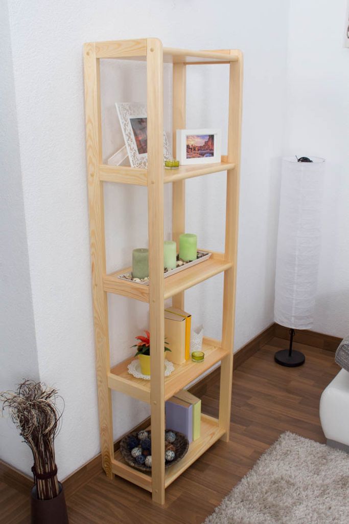 Standregal, 50 cm breit, Kiefer Holz-Massiv, Farbe: Natur