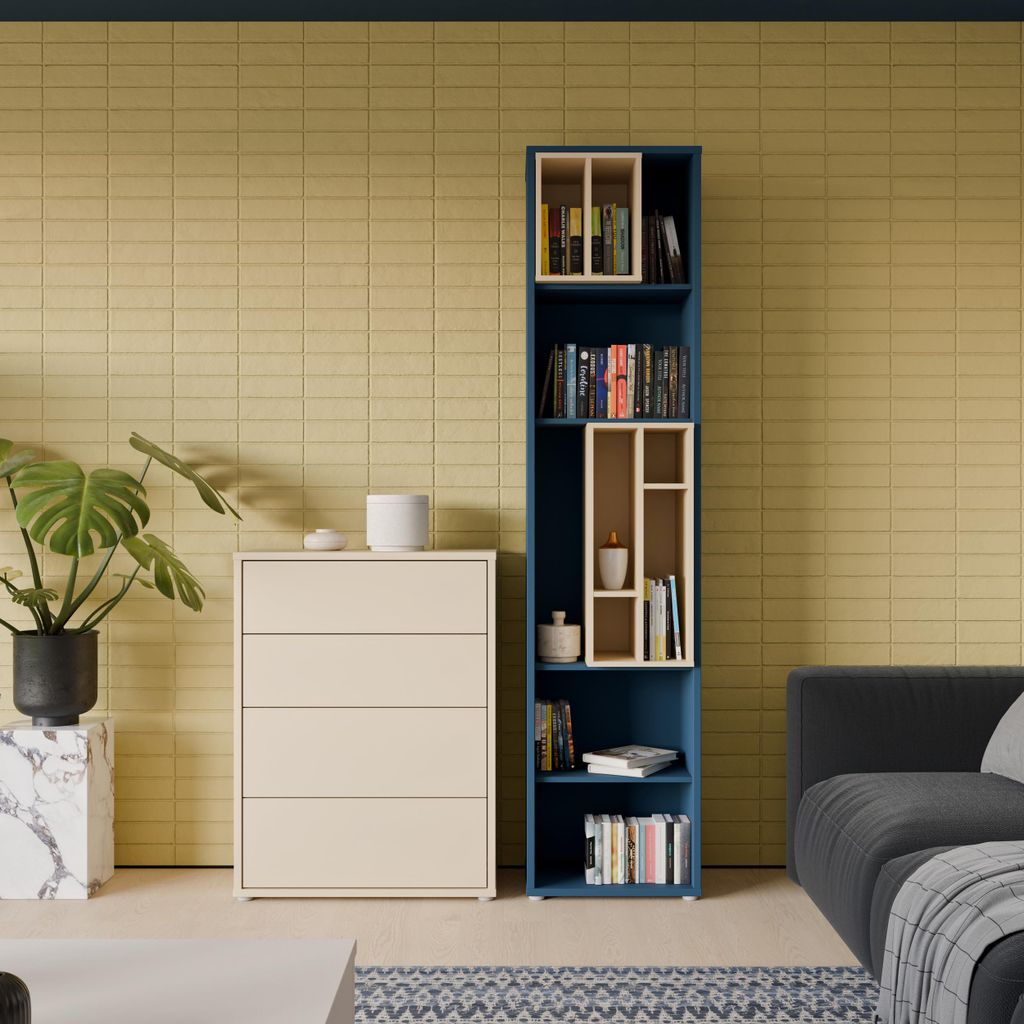 Forte ALICE SPRINGS Kommode 70 80, modern-minimalistisch, 4 Schubladen, Wohn-/Schlafzimmer, Holzwerkstoff, Buttergelb, 74,5 cm breit x 99,1 cm hoch...