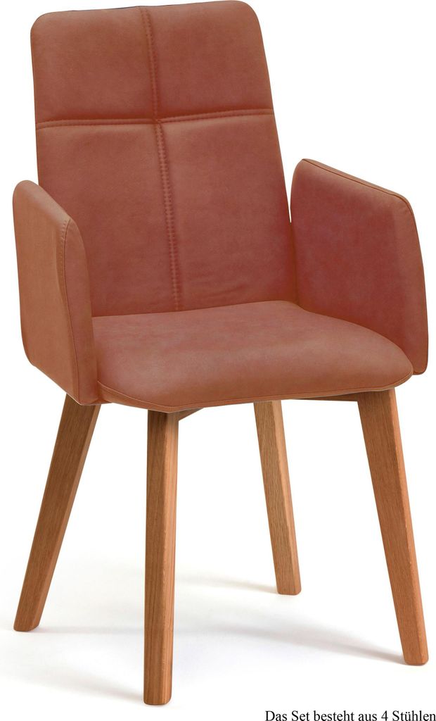 Armlehnstuhl (4er-Set) Dardana 52x92x60 Eiche geölt/Cognac