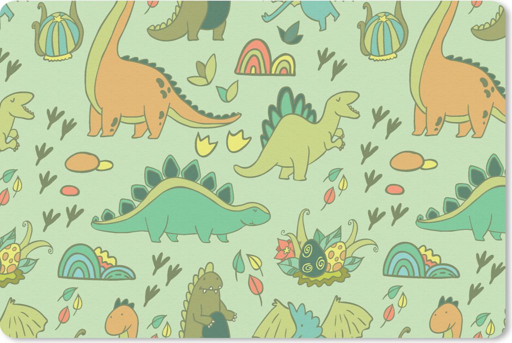 MuchoWow Schreibtischunterlage Muster - Dino - Grün - Kleiner Junge - Kind - Kinder 60x40 cm - XXL Mauspad - Großes Mauspad