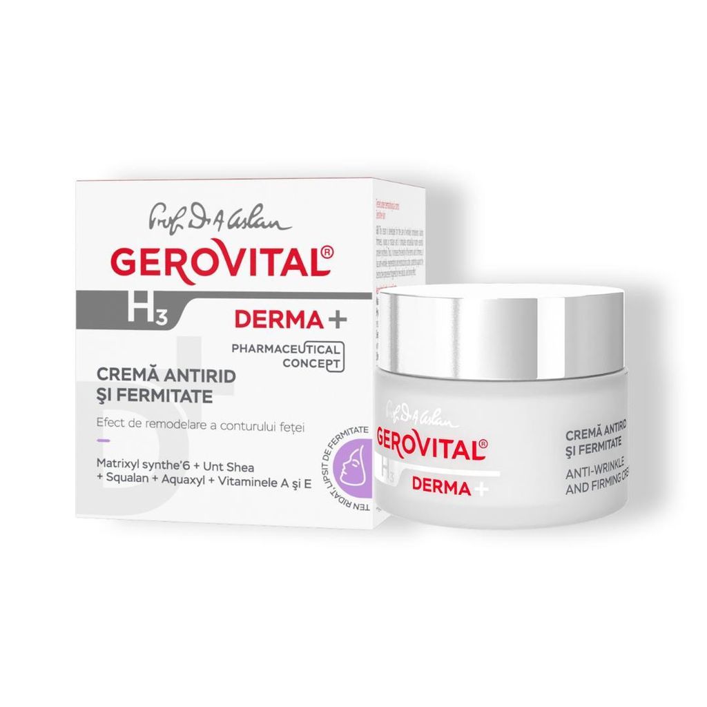 Gerovital H3 Derma+ Anti-Falten & Straffende Creme mit Peptiden & Hyaluronsäure für reife Haut, regenerierend & restrukturierend, 50 ml