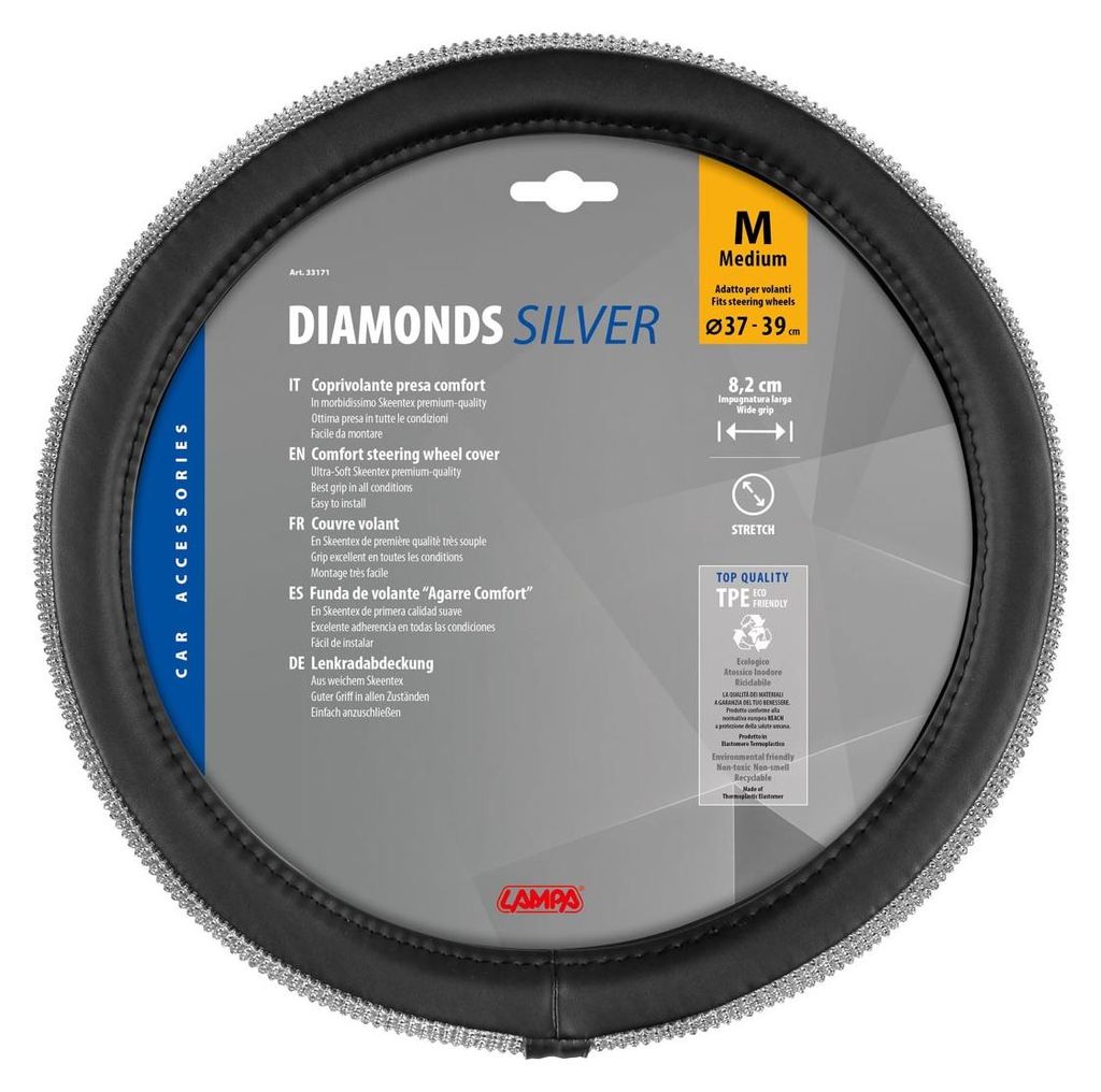 Lenkradbezug in Skeentex Lampa Diamanten Silber M D 37/39 cm