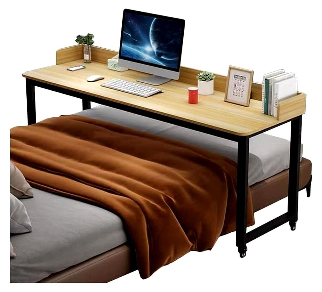 Mobiler Laptopwagen, Überbetttisch, Computertisch mit Rollen für Zuhause und Krankenhaus