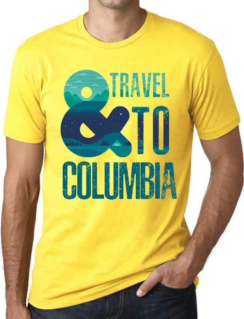 Herren Grafik T-Shirt Und Reisen nach Kolumbien – And Travel To Columbia – Öko-Verantwortlich Vintage Jahrgang Kurzarm Lustige Druck Geburtstag