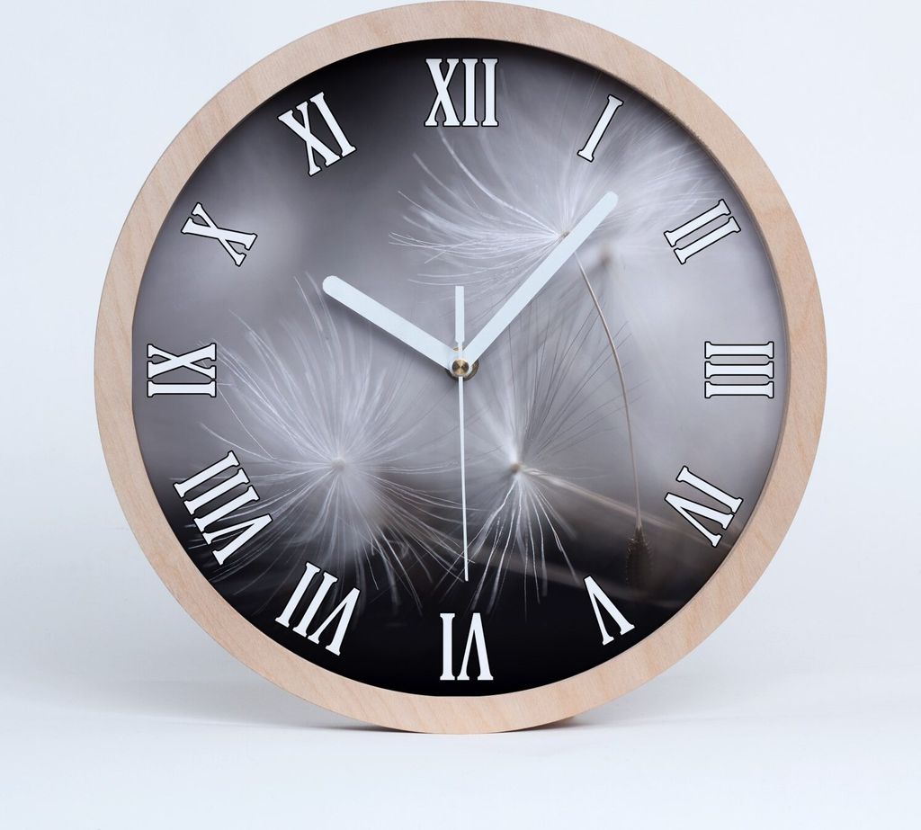 Holzuhr 20fi cm wanduhr - weiße Spitzen - Löwenzahn Samen