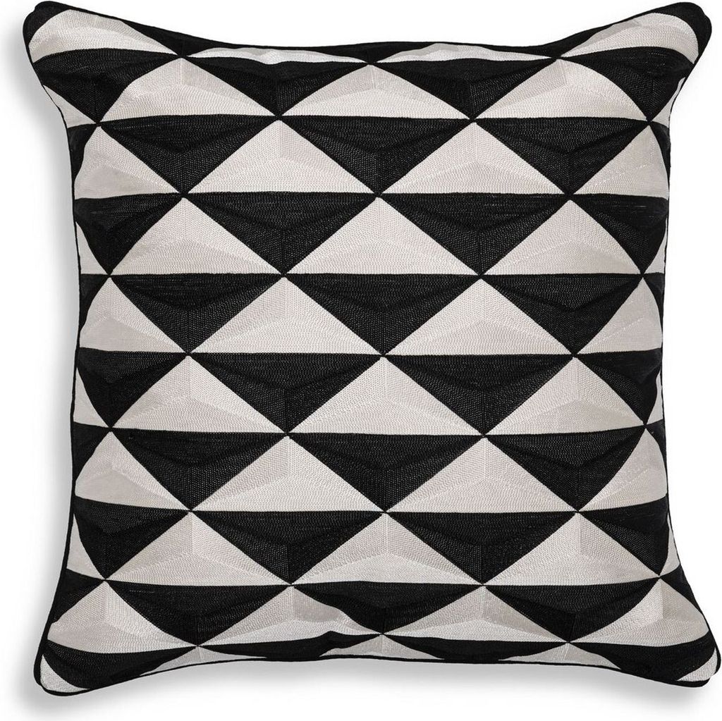 Casa Padrino Luxus Deko Kissen Schwarz / Weiß 50 x 50 cm - Edles Zierkissen mit elegantem Muster - Luxus Qualität - Deko Accessoires