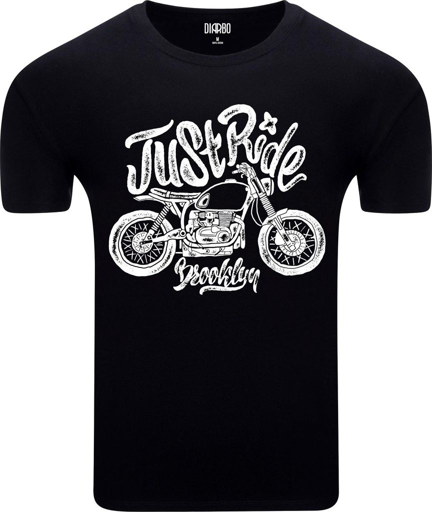 Diarbo Herren T-Shirt mit Motorliebhaber Druck Einfach fahren Schwarz Gr.XXXL