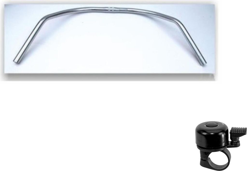 Fahrradlenker 710 mm Hollandrad Lenker Stahl silber inkl. Fahrradglocke