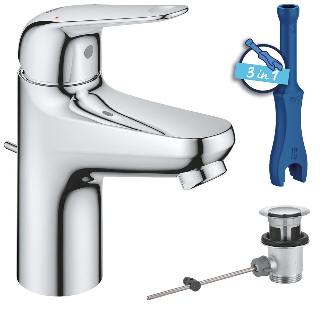 GROHE Swift Waschtischarmatur, wassersparend, chrom, 16cm hoch, einfache Installation