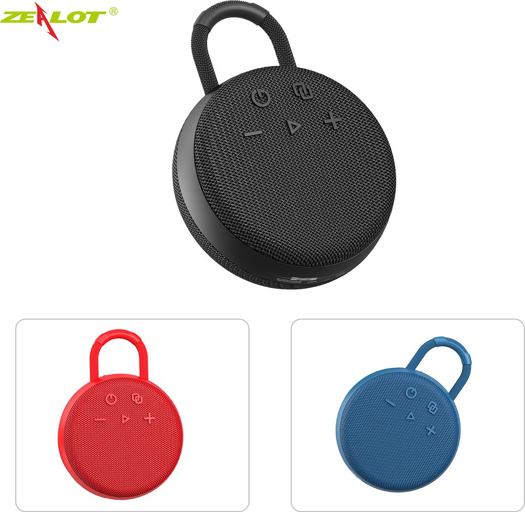 ZEALOT S77 Mini-Lautsprecher BT, kabellos, wasserdicht, IPX7, tragbarer Subwoofer, 1800 mAh, 360° omnidirektionaler Sound, tragbarer Lautsprecher