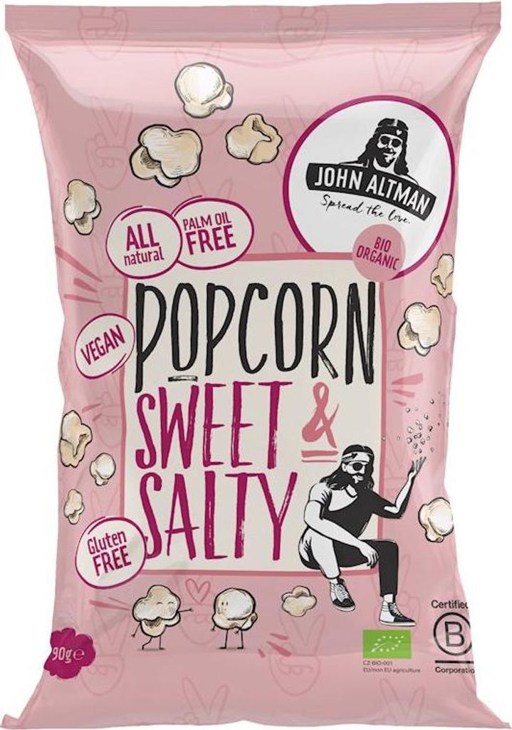 POPCORN O SMAKU SŁODKO - SŁONYM BEZGLUTENOWY BIO 90 g - JOHN ALTMAN