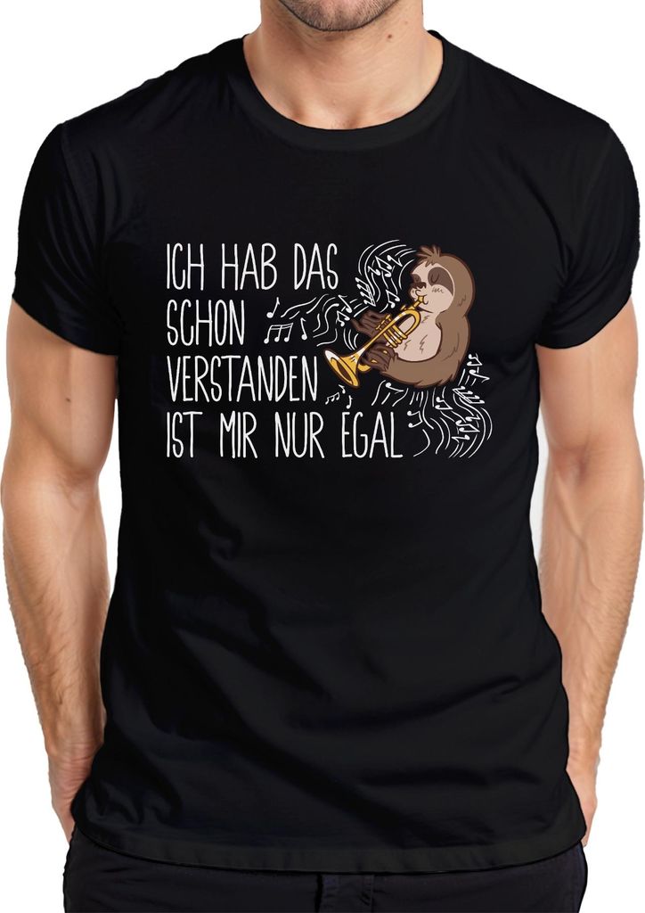 Ich hab das schon verstanden Faultier Trompete Musikfan Sarkasmus Herren T-Shirt, Schwarz, XL