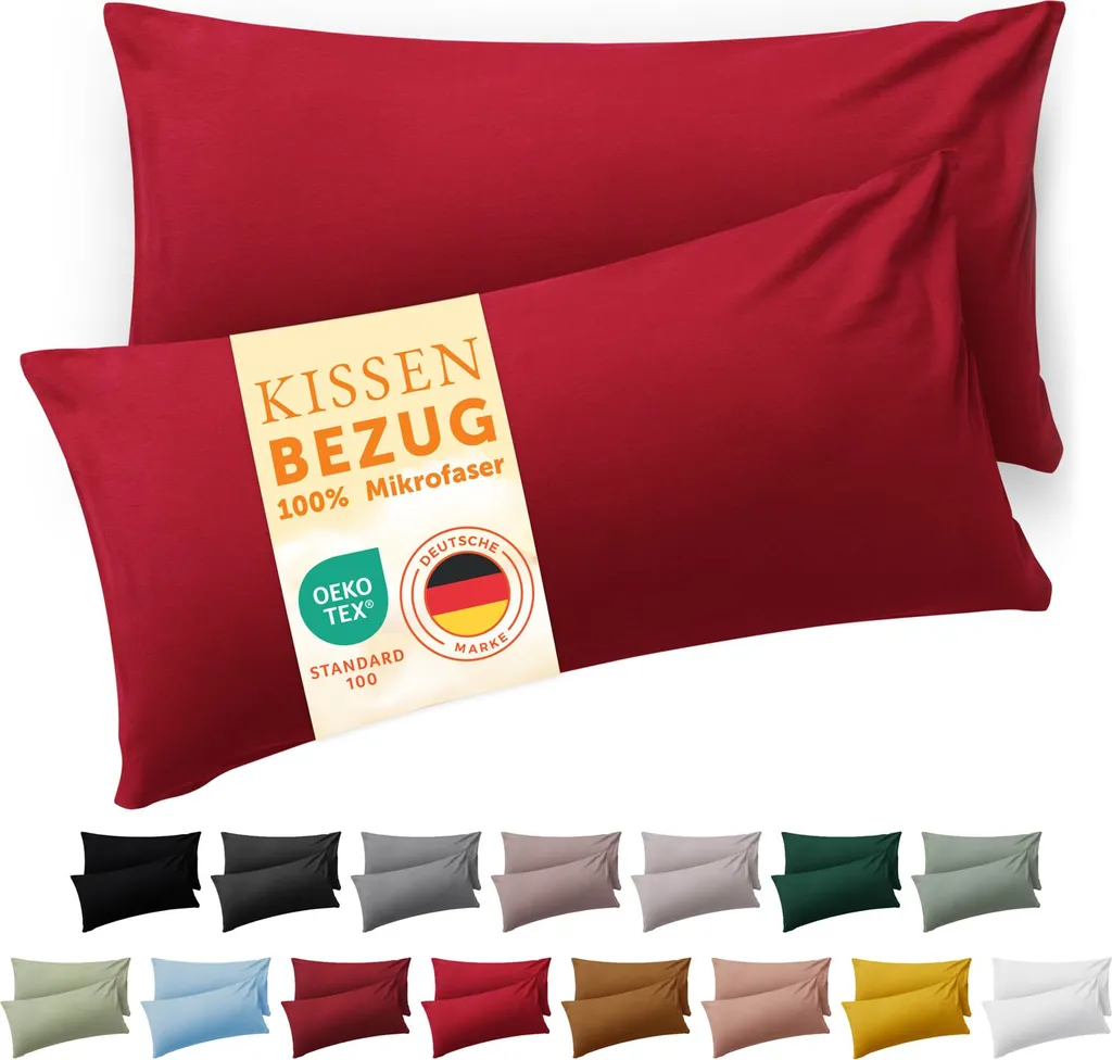 Blumtal Kissenbezug 40x70 cm 2er Set weich Rot