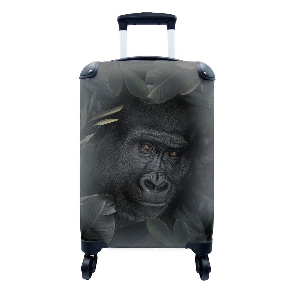 MuchoWow Koffer Handgepäck Trolley Rollkoffer Kleine Reisekoffer mit 4 Rollen - Gorilla - Pflanzen - Dschungel - Cabin Size < 55x40x23 cm & 55x4...