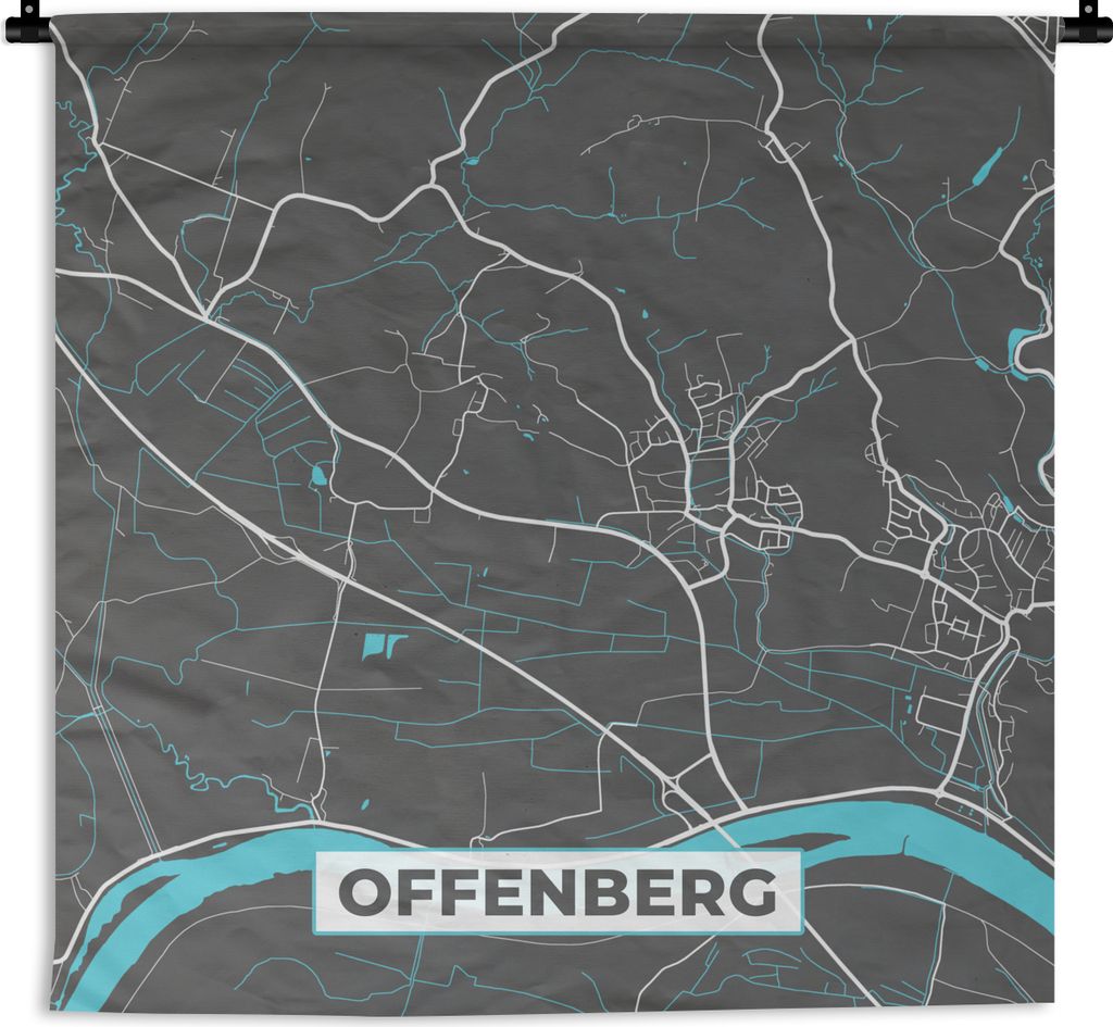 MuchoWow Wandteppich Wandbehang Stadtplan - Offenburg - Deutschland - Karte 90x90 cm Tapisserie Dekoration Wandtuch - Wandaufhänger