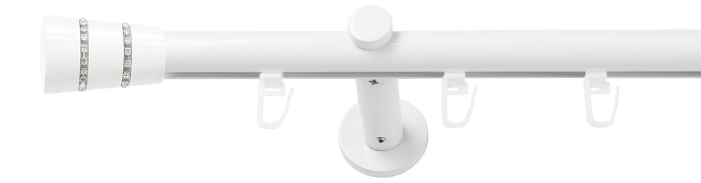 SN Deco Gardinenstange Innenlauf Nantes, 19 mm, 1-läufig, Stahl, Komplett-Set mit Ringen, Profilträger, 480 cm, weiß
